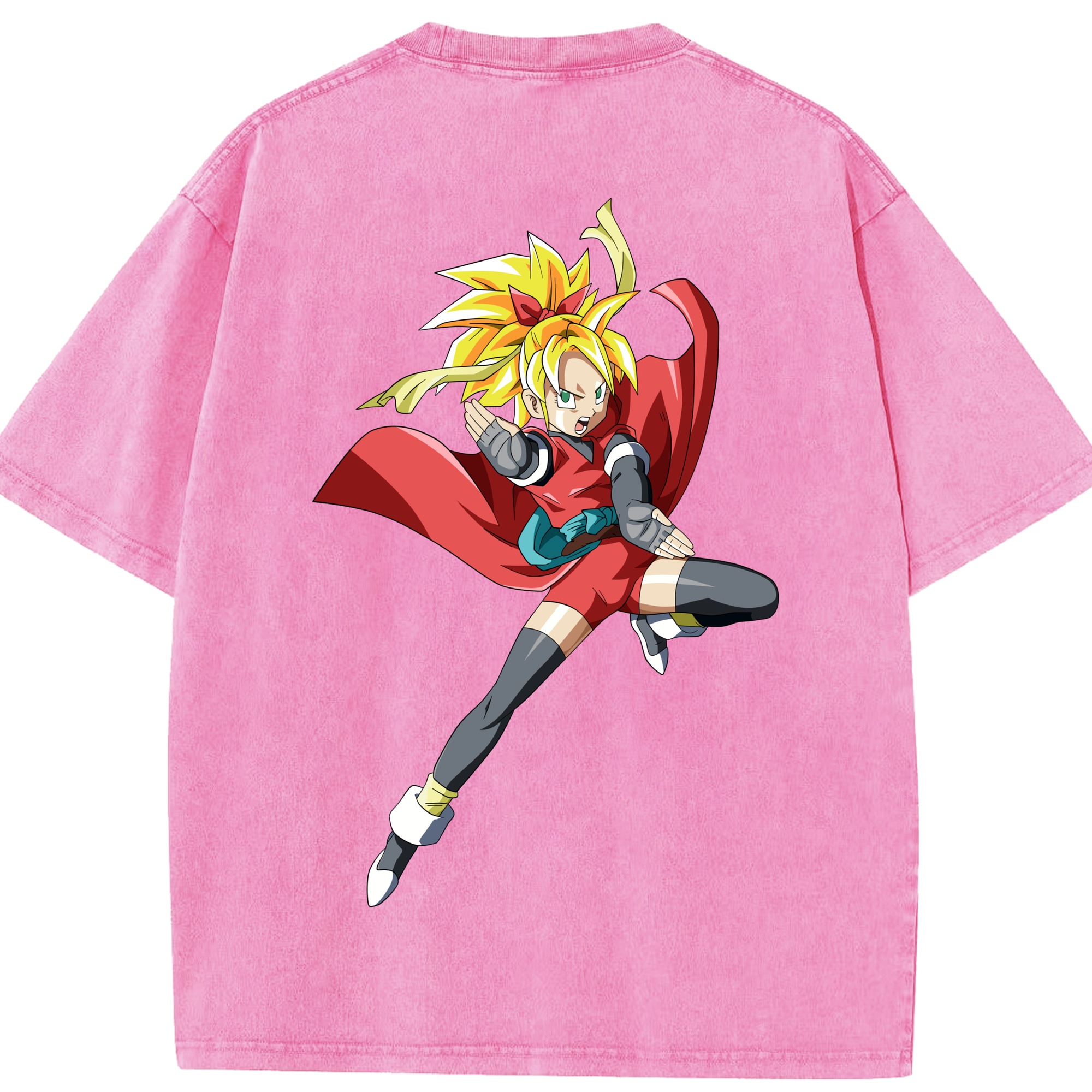 （画像用） ドラゴンボール カリフラ DRAGON BALL Caulifla 綿100% ヴィンテージ風 半袖Tシャツ（背面プリント）
